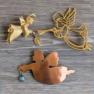 Elegant Angel Brooch Trio